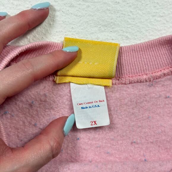 Vintage 80s Bunny Strawberries Graphic Crewneck Sweatshirt, Size 2X - Picture 7 of 10